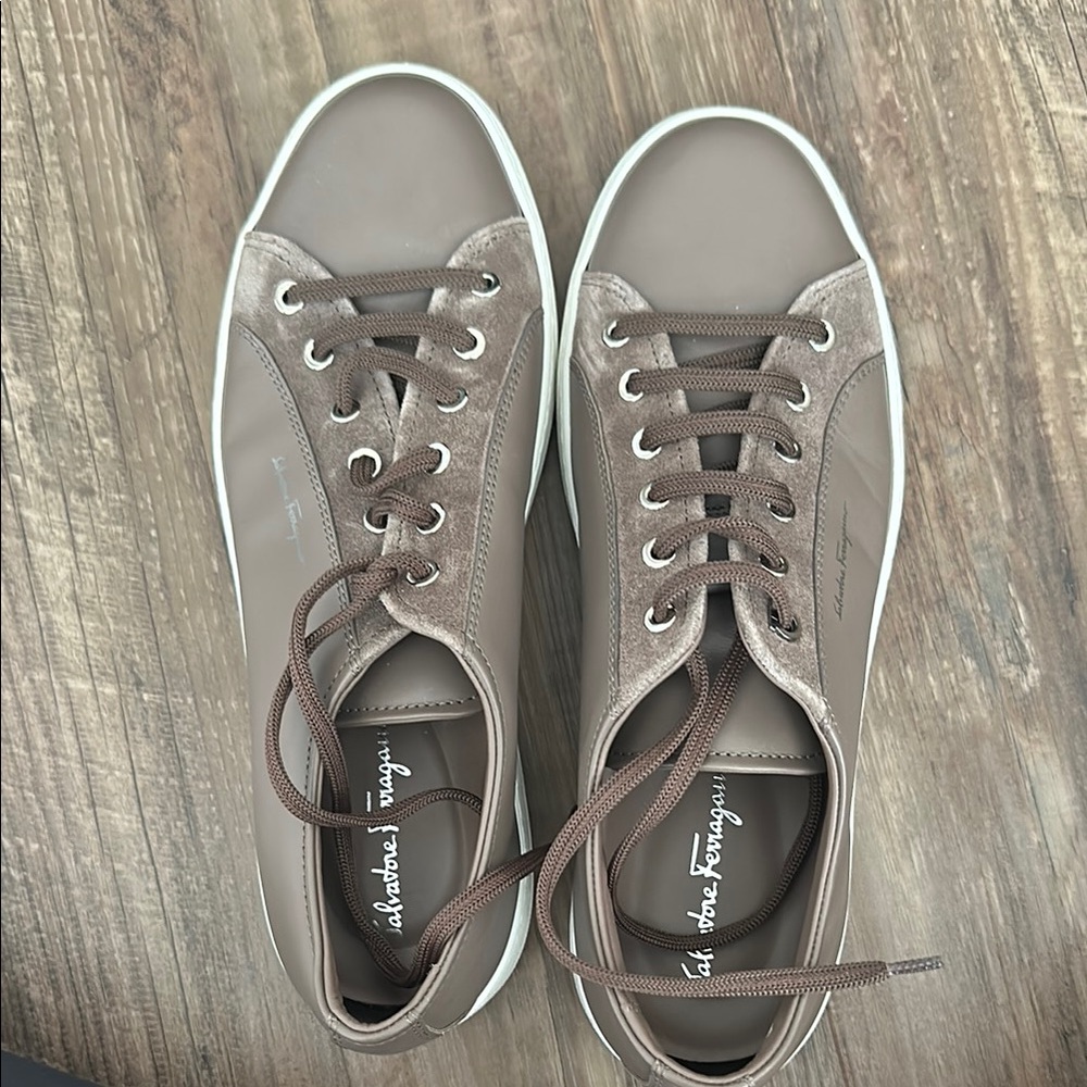 Men’s Salvatore Ferragamo Brown Sneakers Casual Style